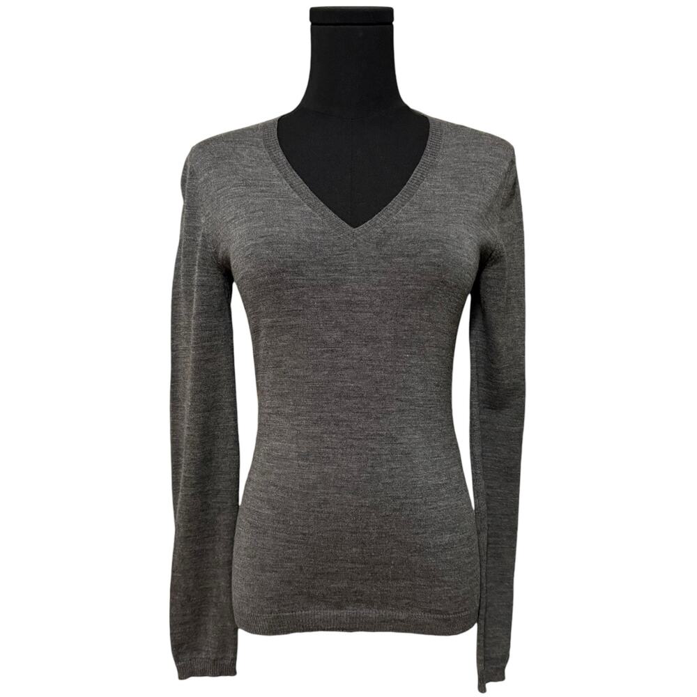 Strenesse Gabriele Strehle Sweater Long Sleeve Wool V-Neck Gray Size 34 / XS